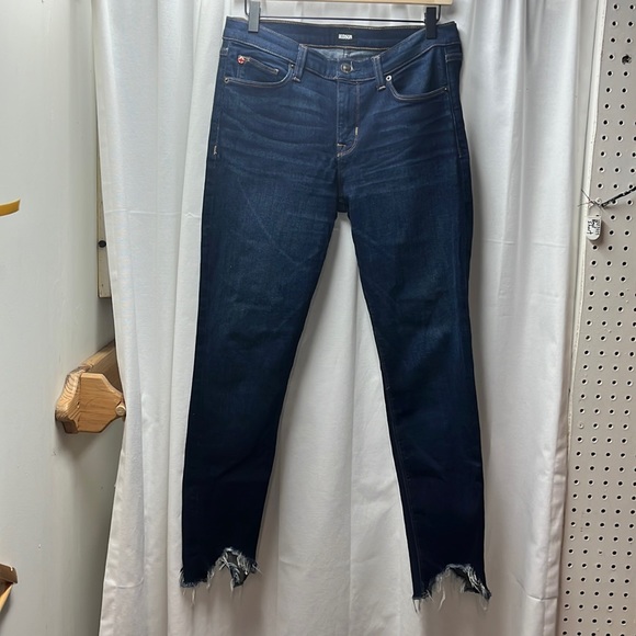 Hudson Jeans Denim - Hudson Krista Super Skinny Dark Wash Chewed Hem Jeans- 29
